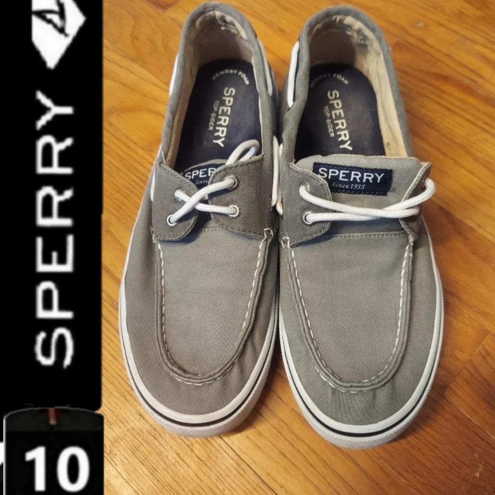 Sperry Men's Charcoal Boat Shoes, Size 10